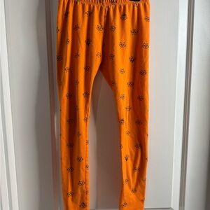 Cat & Jack Orange Kids Leggings with Black Cat Print girls size medium